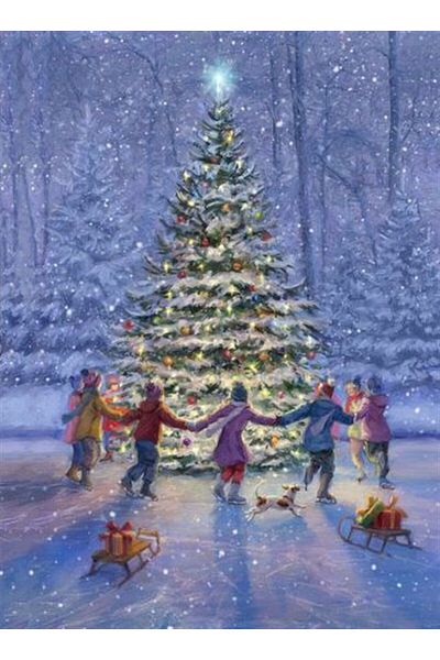 MARCEL SANAT Children Around The Christmas Tree Marcel Art Diamond Mosaic Painting 43x58cm