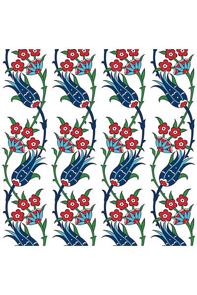 Dekoros Navy Blue Tulip Motif Adhesive Foil Tile Patterned Waterproof Kitchen Bathroom Sticker Coating 0710
