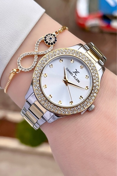 Daniel Klein Altın Metalik Renk 2 Yıl Garantili Kadın Kol Saati ve Bileklik