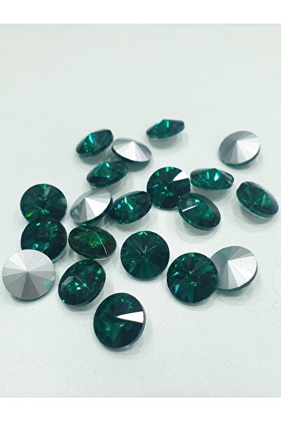 CRYSTALSHOP حجر مستدير 12 ملم - أخضر زمردي (50 قطعة)