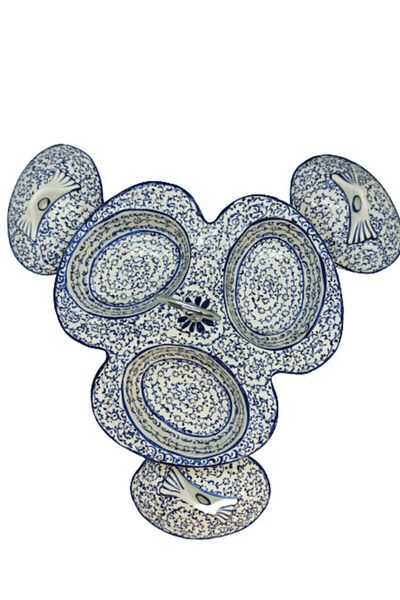 Dost Art Hediyelik Handmade Brush Painting Golden Horn Pattern Tile 3-Piece with Lid Breakfast & Snack Bowl