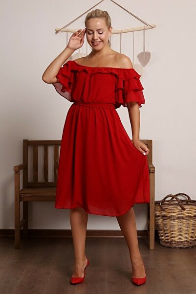 zks grup tekstil Madonna Chiffon Dress - Red Valon