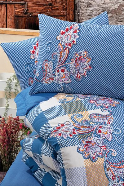 Cotton Box Alaçatı Double Duvet Cover Set Galano Navy Blue