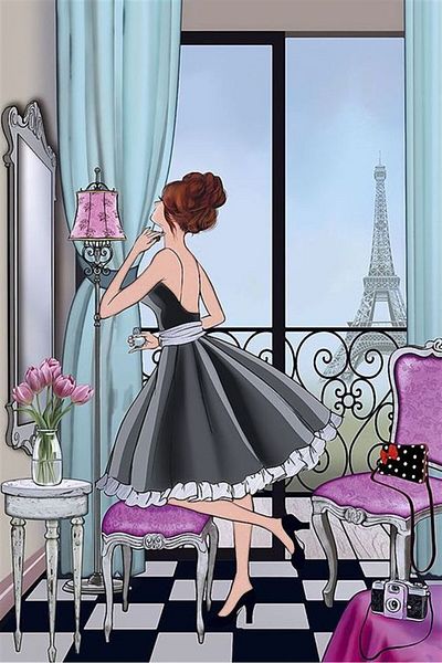 MARCEL SANAT Stylish Woman in Paris Marcel Art Diamond Mosaic Painting 25X38 cm
