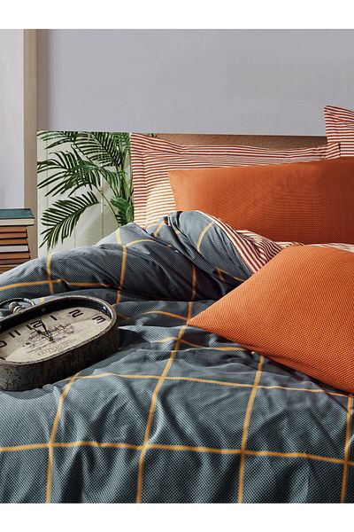 Cotton Box Комплект завивки Stark Cinnamon Modern за двоен юрган