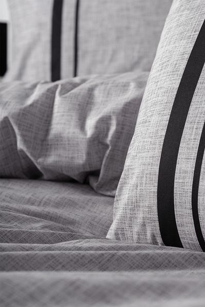 Cotton Box Plain Single Duvet Cover Set Dark Grey-black