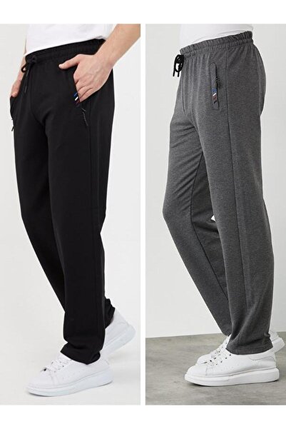 COMEOR Ανδρικό φούτερ 2 τεμαχίων μαύρο-ανθρακί με κέντημα με φερμουάρ Λεπτομε...