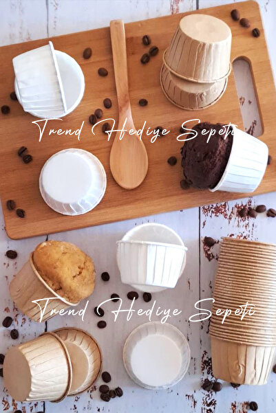 Trend Hediye Sepeti 100'lü Kraft ve Beyaz Cupcake Kalıbı , Safari Konsept Muf...