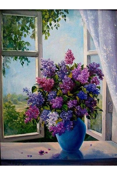 MARCEL SANAT Purple Hyacinth Diamond Mosaic Painting on the Window 48X66 cm
