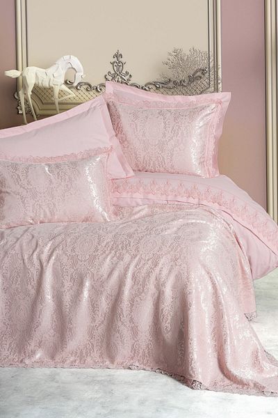 Cotton Box Chi Chi Double Pique Duvet Cover Set Silva Pudra