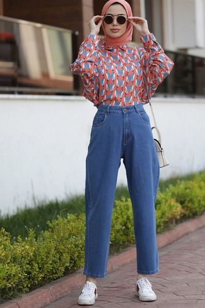 Neways Mom Jeans Pants-Dark Blue