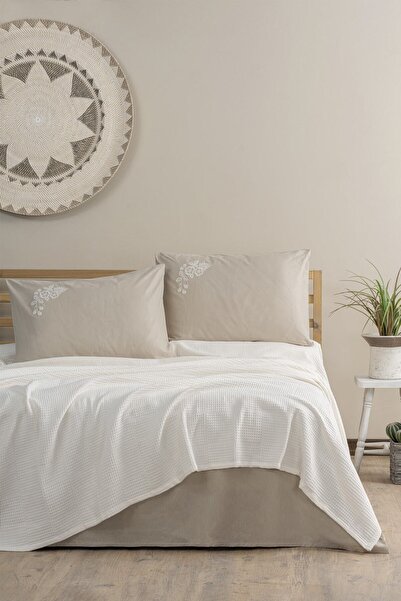 Cotton Box Spin Tek Kişilik Pike Takımı Cadis Krem