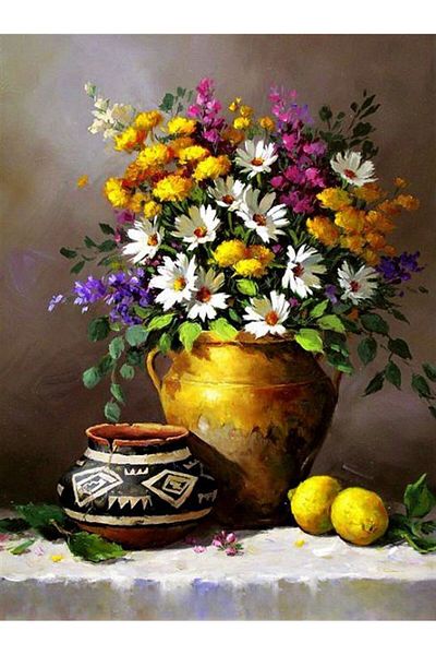 MARCEL SANAT Colorful Flower Potporisi Diamond Mosaic Painting 53x74cm