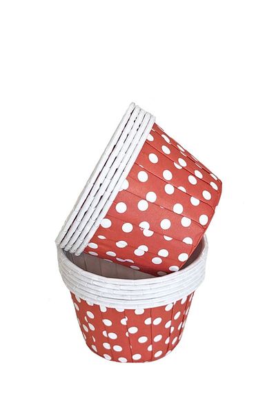 Trend Hediye Sepeti 50-Piece Red Polka Dot Muffin Cupcake Mold Cake Mold, Muffin Cake Mold, Airfryer Compatible