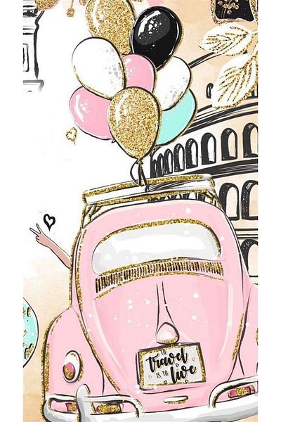 MARCEL SANAT Pink Vos Vos and Balloons Marcel Art Diamond Mosaic Painting 36X66Cm