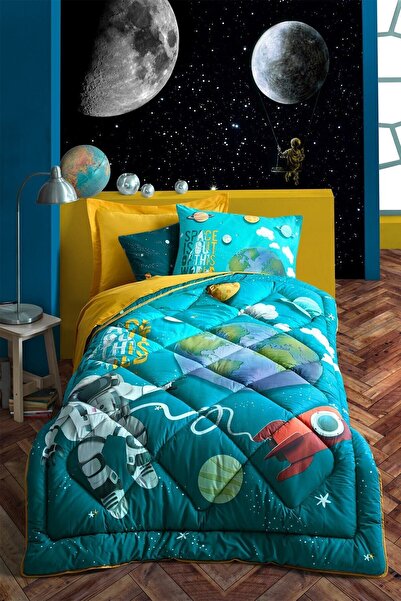 Cotton Box Junior Tek Kişilik Uyku Seti Little Astronaut Turkuaz