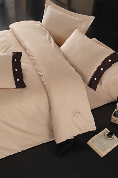 Cotton Box Plain Ranforce Double Duvet Cover Set Beige