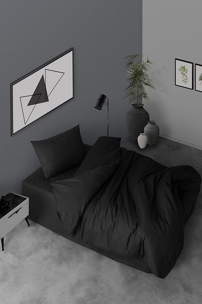 Cozy Home Ranforce Black Single Duvet Cover Set - Simple