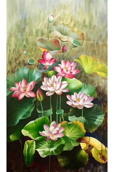 MARCEL SANAT Lotus Flowers Diamond Mosaic Painting 35X60 cm