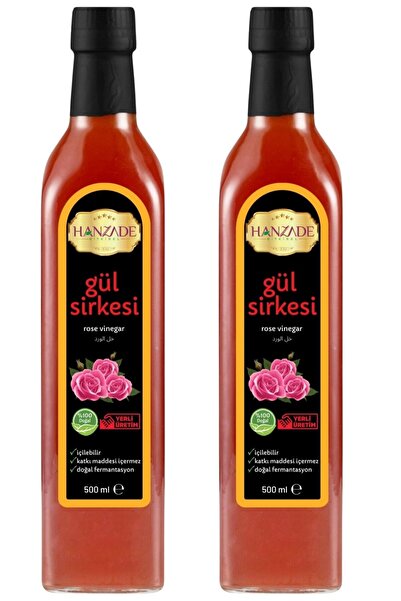 Hanzade Bitkisel Gül Sirkesi 500 ml X 2 Adet Doğal Fermante Saf Içilebilir Ca...