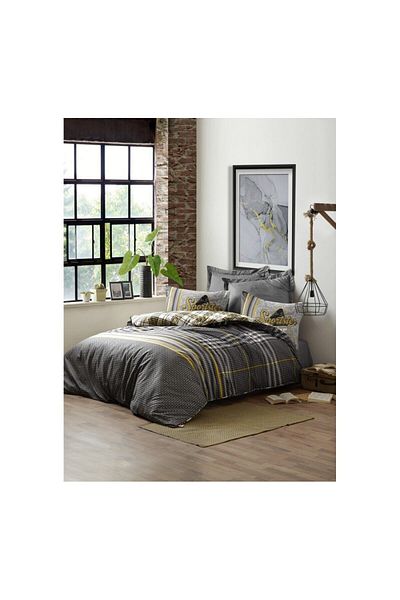 Cotton Box Leonardo - Gray Masculine Double Duvet Cover Set