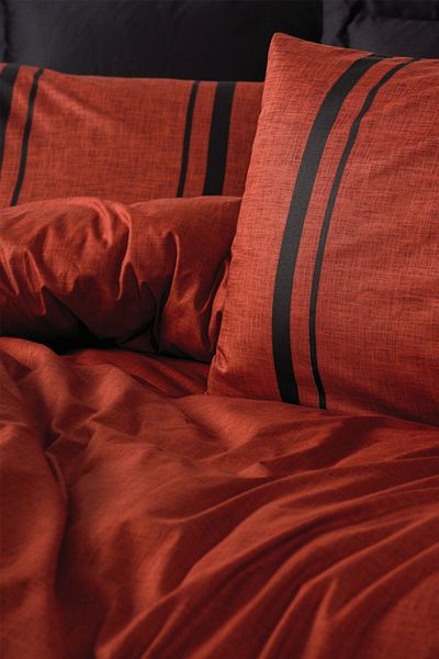 Cotton Box Plain Double Duvet Cover Set Bitter Tile-black
