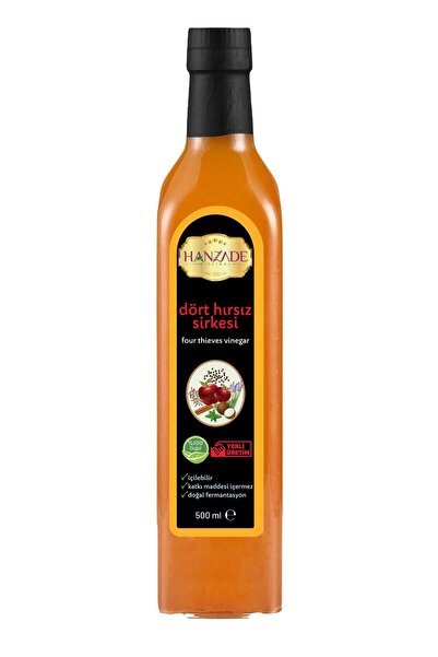 Hanzade Bitkisel Dört Hırsız Sirkesi 500 ml Içilebilir Katkısız Cam Şişe Four...