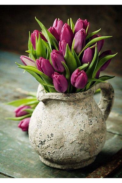 MARCEL SANAT Pink Tulips Diamond Mosaic Painting 39X55Cm