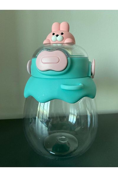 BLA GROUP BPA-Free Rabbit Figured Eared Water Bottle & Flask with 3D Sticker and Hanging Phone Holder