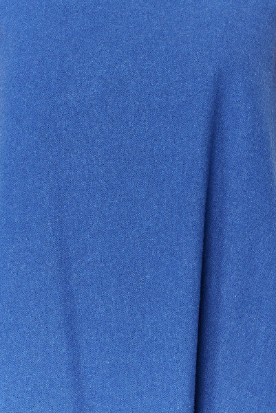 Trendyol Collection Námořnická modrá Široký střih plátěného vzhledu Mini tkané šaty bez rukávů TWOSS23EL01497