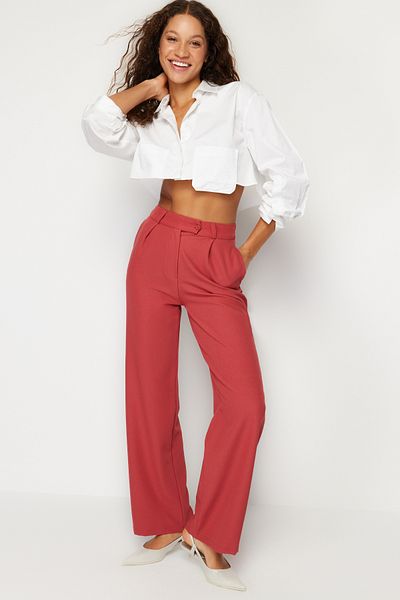 Trendyol Collection Dusty Rose egyenes vágású szőtt nadrág - TWOAW22PL0263