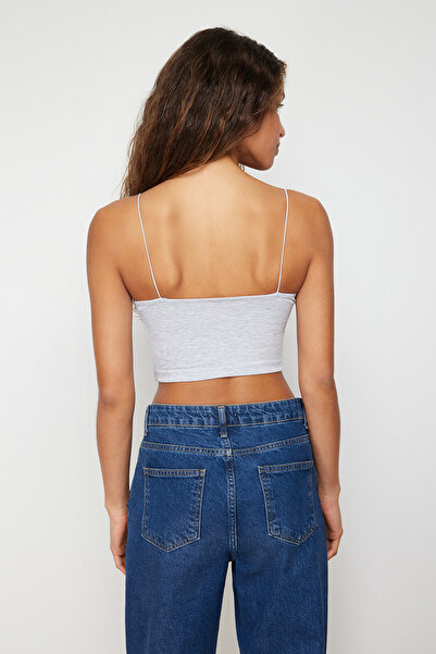 Trendyol Collection Navy Blue Light Gray Melange 2 Pack Cotton Spaghetti Strap Crop Tank Top