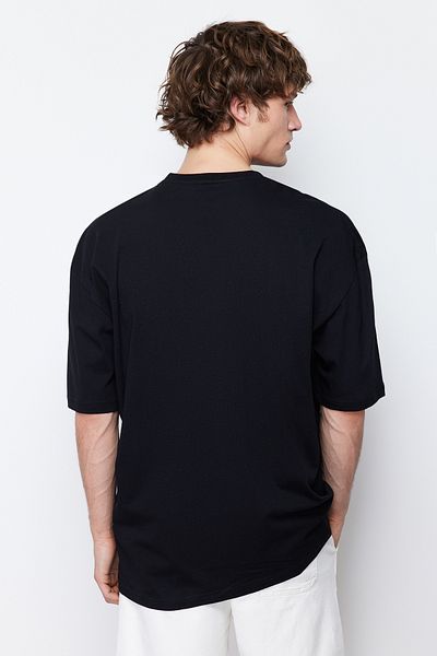 Trendyol Collection City Printed Μαύρο Oversize Βαμβακερό T-Shirt - TMNSS20TS1102