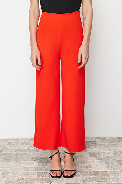 Trendyol Collection Magas derekú, piros, rugalmas Culotte nadrág - TWOSS24PL00036