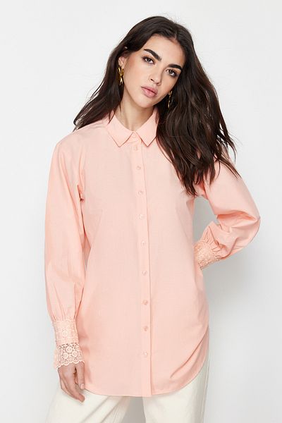 Trendyol Modest Porcsipke hímzés részletes szőtt ing TCTSS24TG00035