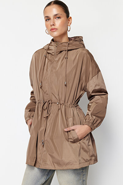 Trendyol Collection Oversize Mink Mold - Hooded and Waterproof Raincoat Coat Twoaw24Mo00160