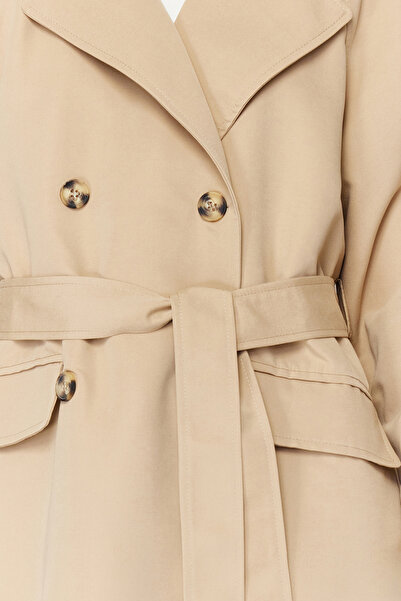 Trendyol Collection Beige Oversize Wide Cut Belted Trench Coat TWOAW24TR00022