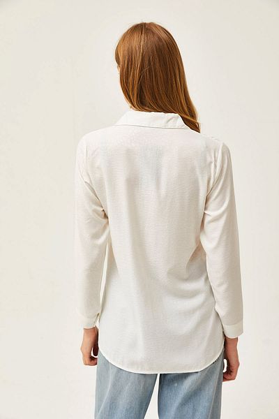 Olalook Gewebtes Hemd mit Leopardenmuster und Jacquard-Satin in Ecru für Damen GML-19001173