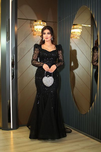 ZENABİYEM Zena Fashion Sequin Detailed Long Evening Dress