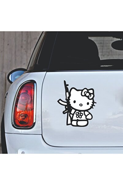 Kurt Reklam Dünyası Hello Kitty With Gun Araba Oto Arma Duvar Ev Dekoratif Çı...
