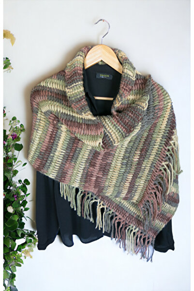 Knittingbirdshop Tunus İşi Şal Yumuşak Yün Akrilik Karışımı El İşi El Yapımı ...
