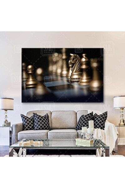 SML TABLO Gold Satranç Takımı Altın Rengi At Fil Ve Piyon Satranç Tahtası Yat...