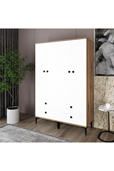 Kalender Dekor SİLVİA-11, 4 KAPAKLI 4 ÇEKMECELİ DOLAP VE GARDIROP