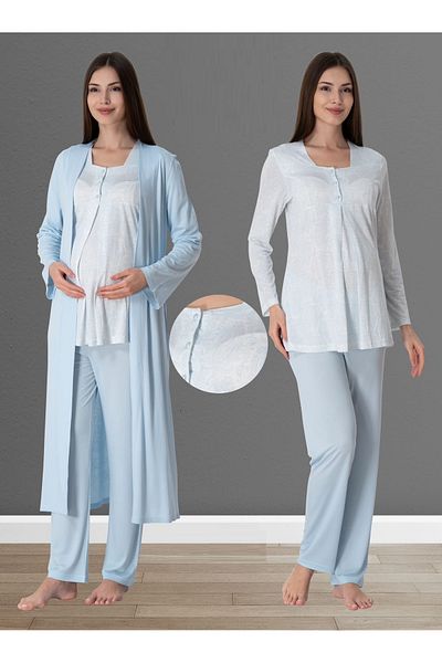 by İGP Set pijamale de maternitate Effortt Blue cu halat 9074