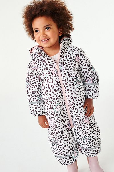 Next Baby Multi Pastel Leopard Water Resistant Full Fleece Lined Snow Jumpsuit