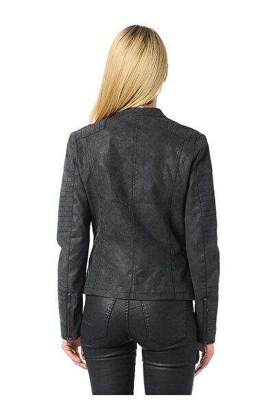 ONLY 15102997 Women's Faux Leather Jacket - Black