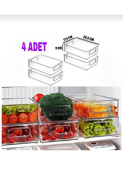 teknotrust 4-Piece Unbreakable Refrigerator Organizer - Vegetable, Fruit and Make-Up Organizer
