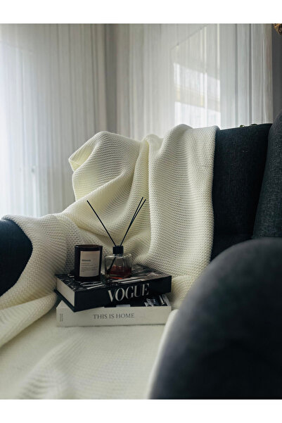 Sheilar بطانية تريكو منسوجة من لينكس، شال للأريكة