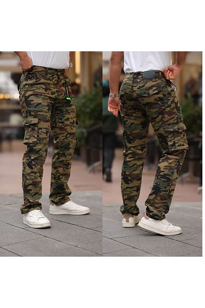 BY SRT Cargo Pocket Belted Linen Trouser Legs Straight Military Pattern