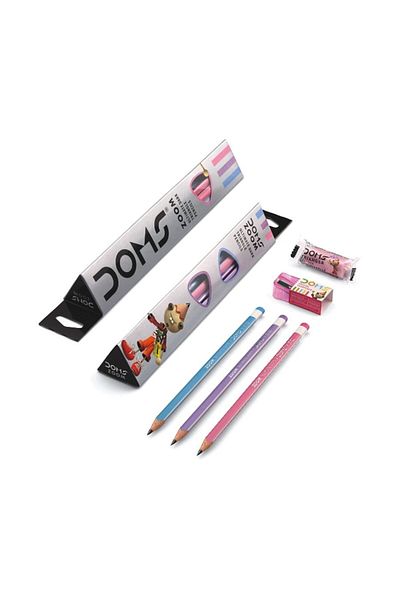 doms Zoom Triangle Pencil Set (WITH ERASER AND PENCILER GIFT)